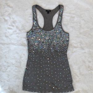 Express Grey Sparkle Racerback tank top women Size S